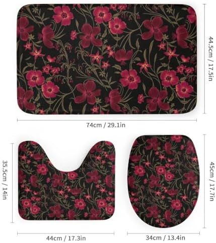 Kuizee 4 Piece Shower Curtain Set with Rugs and Hooks