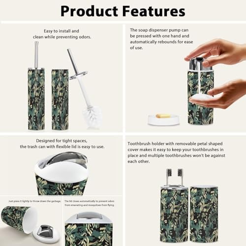 Boho Camouflage Bathroom Accessory Set 6 Piece