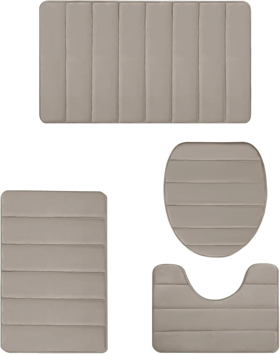 4PCS Bath Rug Memory Foam Mat Set Non-Slip