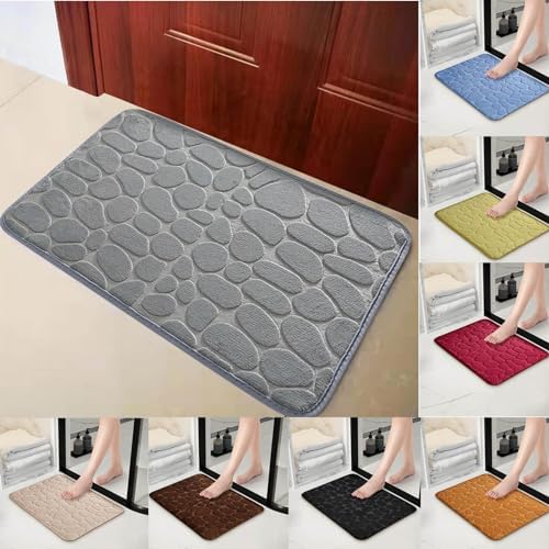 TOMURA 1pc Memory Foam Bath Rug Gray