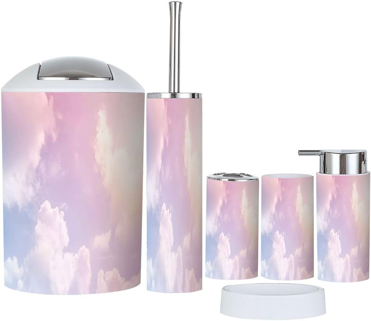 Boho Pastel Sky Bathroom Accessory Set 6 Piece