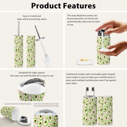 Boho Avocado Bathroom Accessories Set 6 Piece