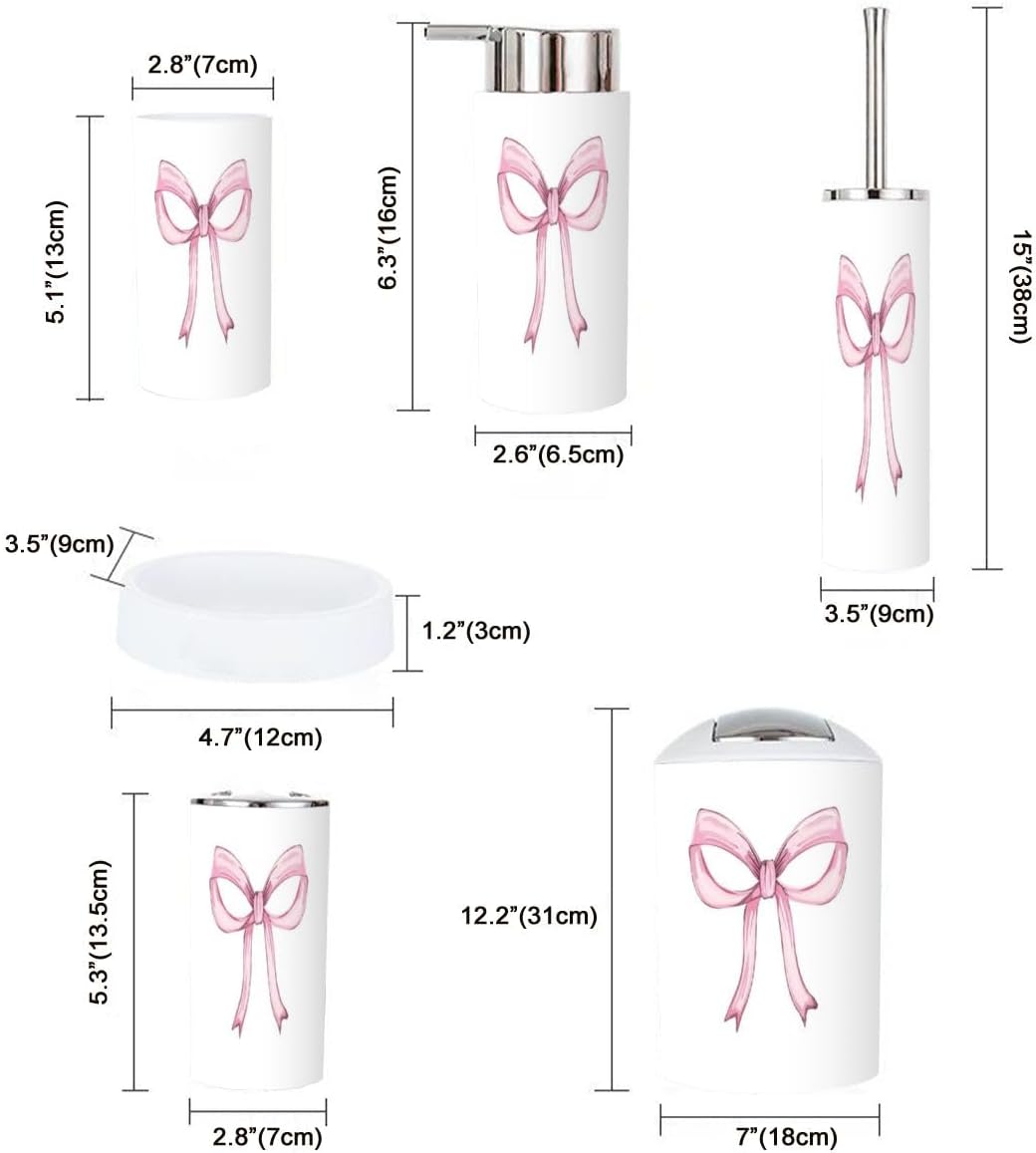 Cute Quote Bathroom Accessory Set with Trash Can