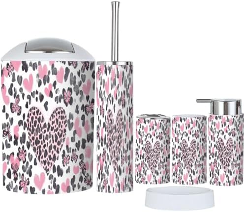 Boho Pink Bathroom Accessory Set of 6 Pieces