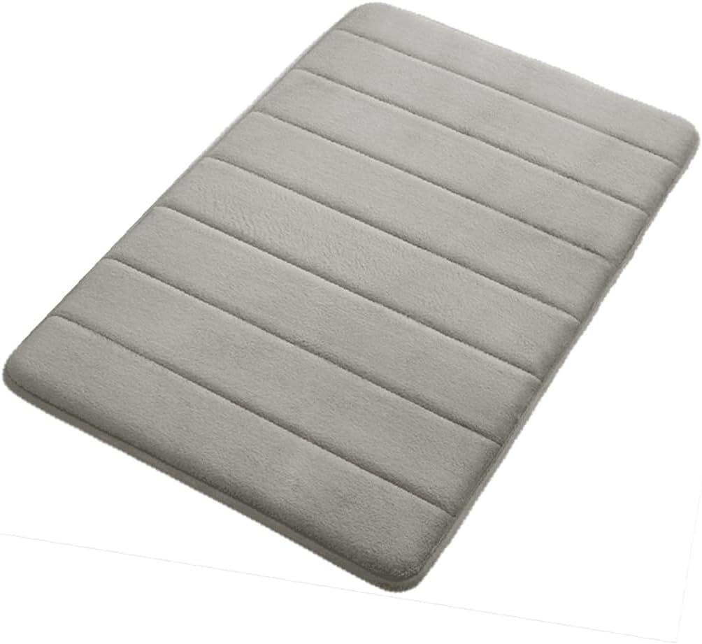 DIANKL Thick Memory Foam Bath Mat Non Slip 16x24 Inch Grey
