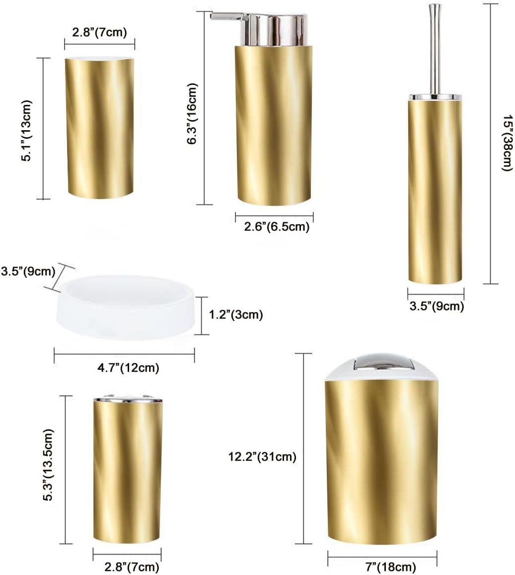 Boho Gold Gradient Bathroom Accessory Set 6 Piece