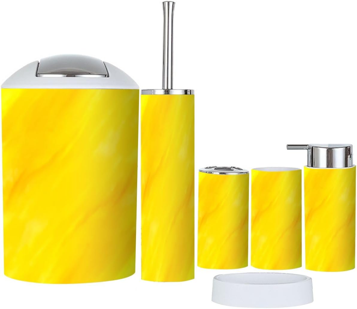 6 Piece Watercolor Yellow Bathroom Accessory Set