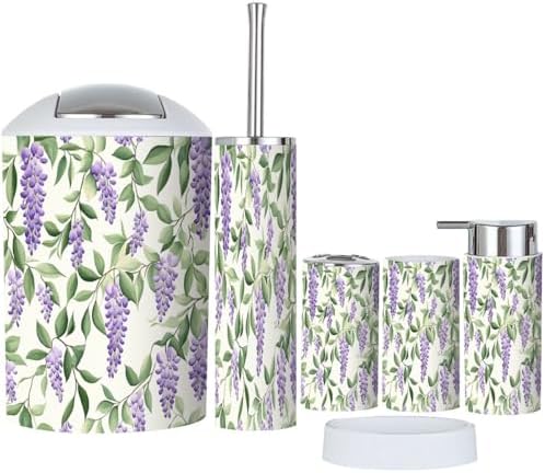 6 Piece Bathroom Accessory Set Purple Wisteria