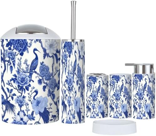 Boho Chinoiserie Bathroom Accessories Set 6 Piece