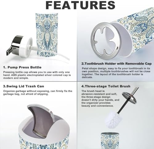 6-Piece Floral Bathroom Accessory Set