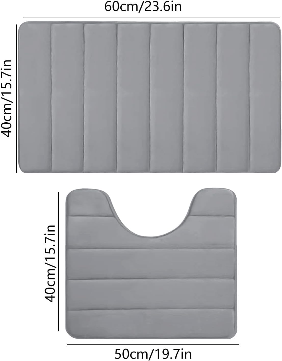 Soft Memory Foam Bath Mat Set 2PCS Non-Slip Water Absorbent