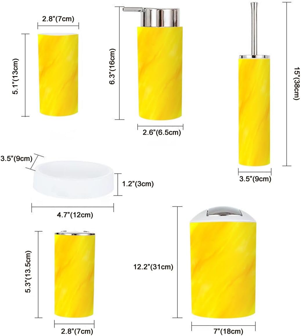 6 Piece Watercolor Yellow Bathroom Accessory Set