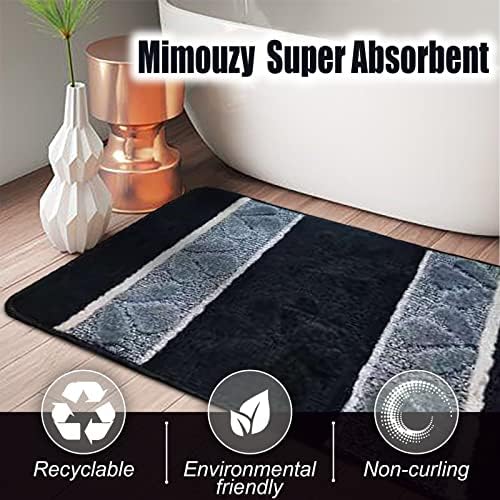 BH Home Linen 3 Pcs Geometric Shaggy Bath Rugs Set