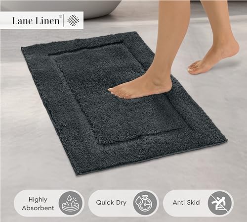 Lane Linen Charcoal Bath Mat Set 2 Pc