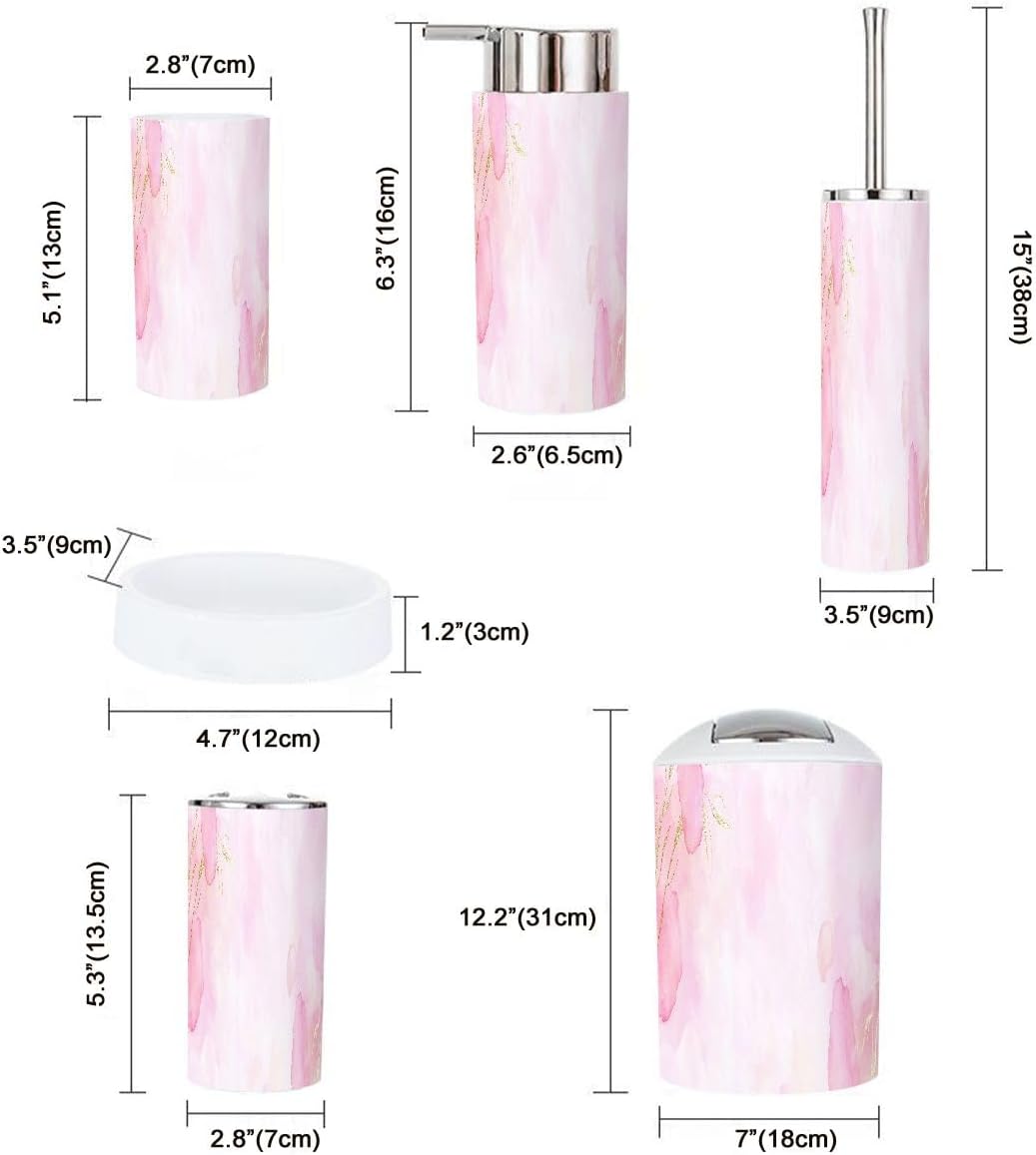 Boho Blush Pink Bathroom Accessories Set 6 Piece 1