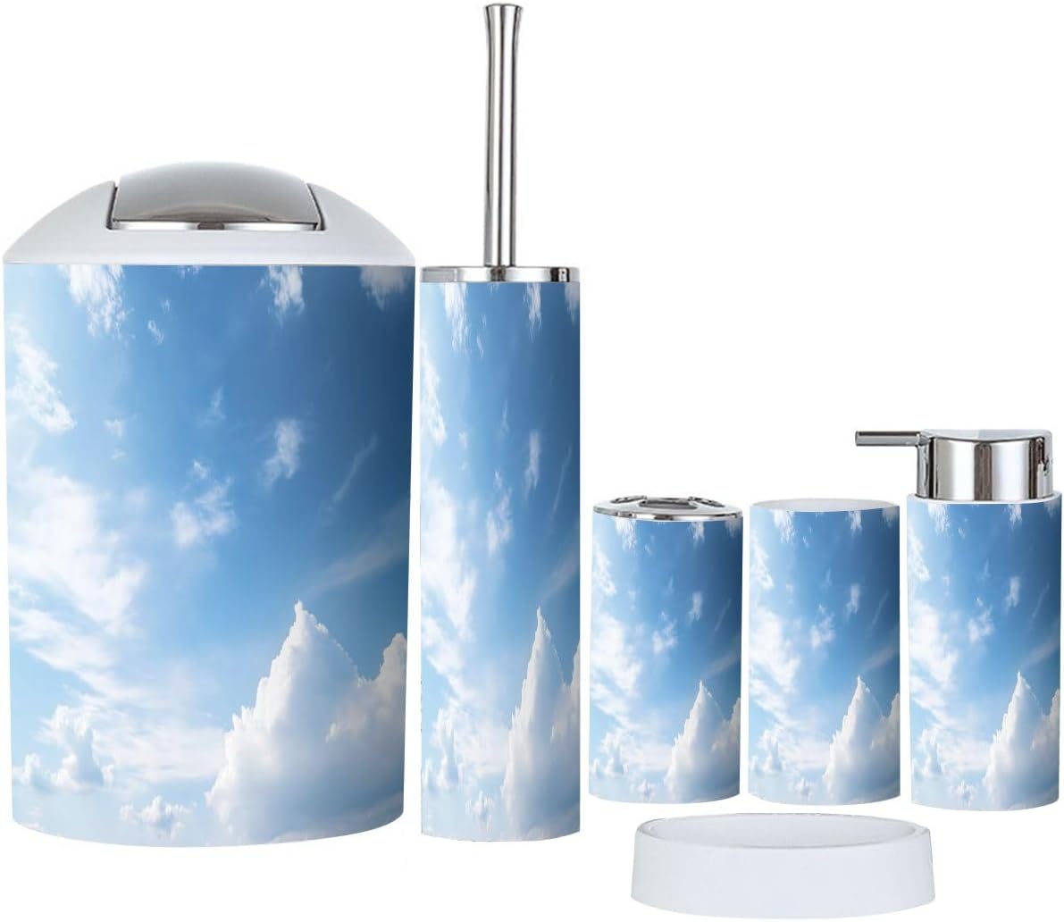 Boho White Bathroom Accessories Set 6 Piece