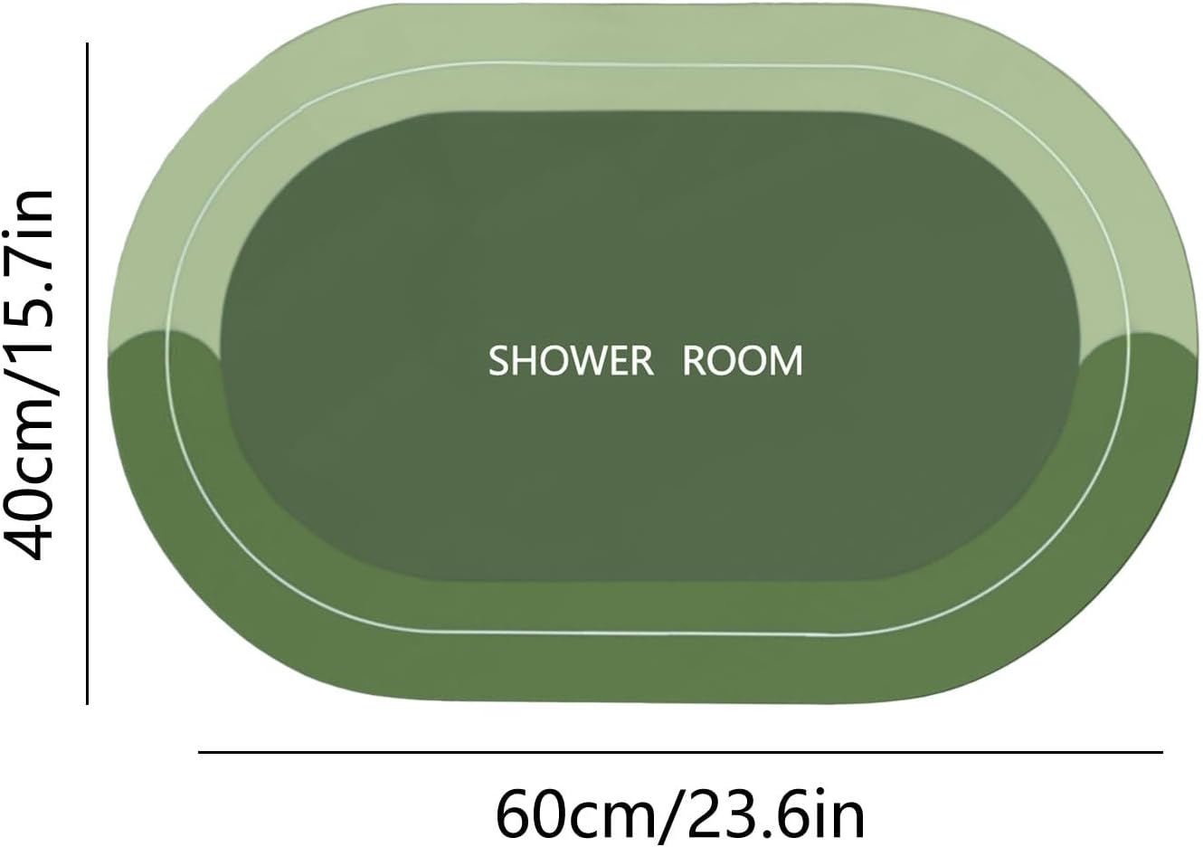 Bath Mat - Quick Dry Non Slip Rubber Backed 16x24 Green