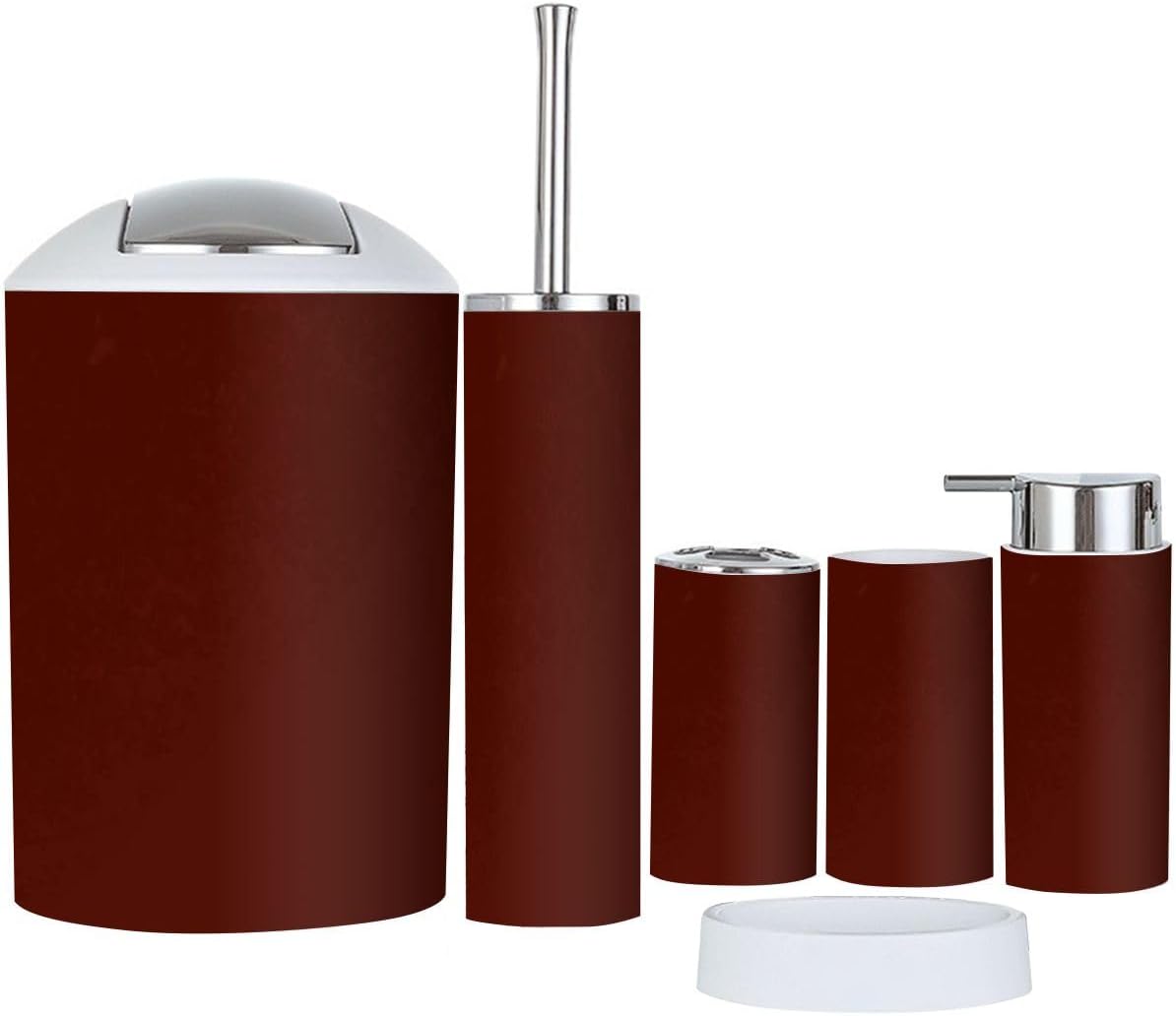 Bathroom Accessory Set 6 Piece Shiny Toothbrush Holder with Marble Design