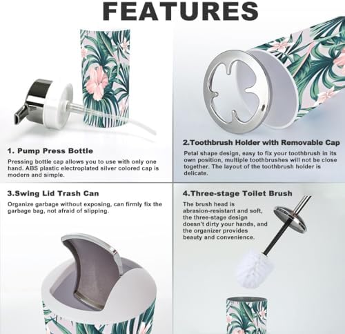 Tropical Pink Hibiscus Bathroom Accessories 6 Piece Set