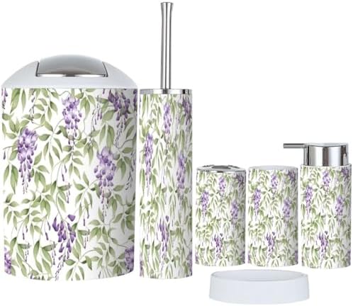 6 Piece Purple Wisteria Bathroom Accessory Set 1