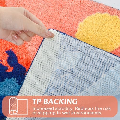 CenviaLuxy Landscape Bath Rug 24x16 Plush Shaggy Mat with Rubber Backing 1