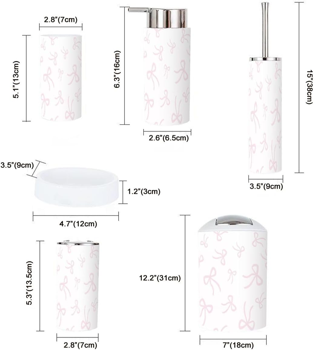 6 Piece Pink Bathroom Accessory Set