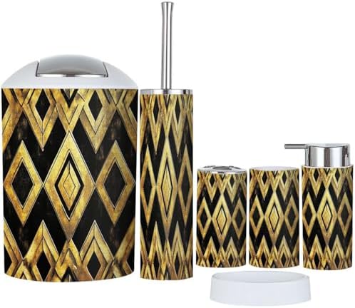 Bathroom Accessory Set 6 Piece Boho Gold Design