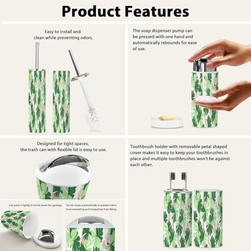 Boho Tropical Bathroom Accessory Set 6 Piece