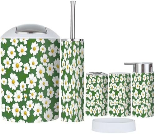Boho Daisy Bathroom Accessory Set 6 Piece 1