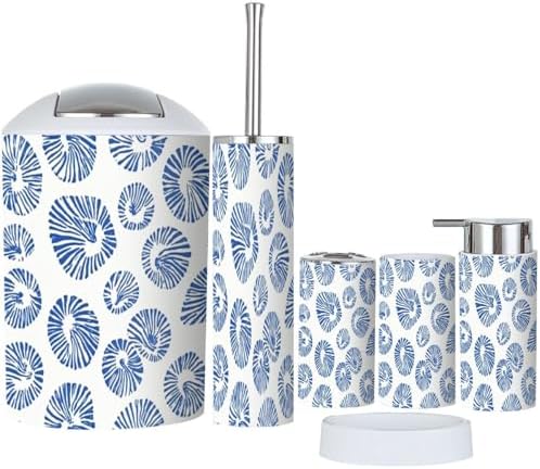 Boho Sea Shells Bathroom Accessories Set 6 Piece