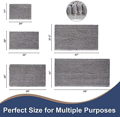 FLOLEOPA Soft Plush Microfiber Bath Mat 17x24 Inches Grey