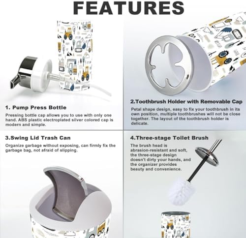 6 Piece Cute Cars Bathroom Accessory Set