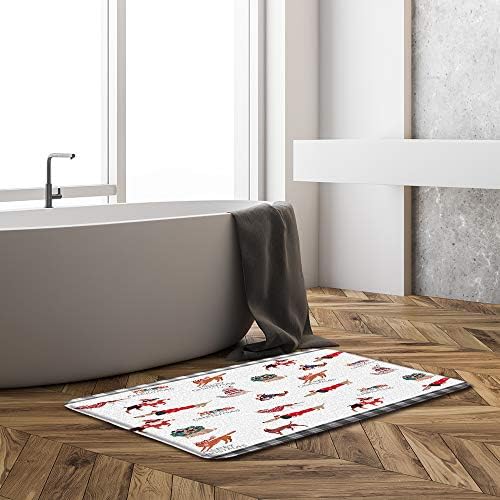 Christmas Dog Bath Mat with Xmas Wreath Pattern