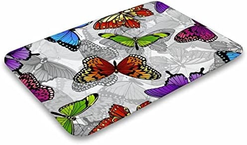 Colorful Butterflies Bath Rug Non-Slip Microfiber