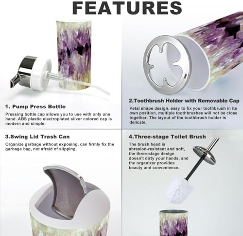 6 Piece Purple Bathroom Accessory Set