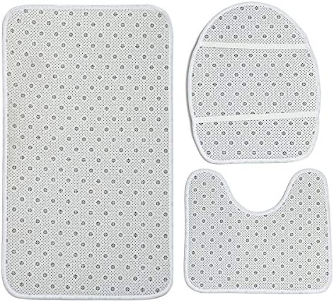 Wotrend Spring 3 Piece Bath Rug Set Modern Floral Linen Texture