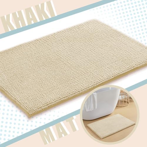 Khaki Brown Bath Rug Set 2 Piece Thick Plush