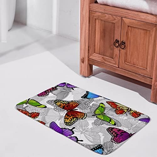 Colorful Butterflies Bath Rug Non-Slip Microfiber