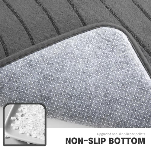 YIHOUSE 3 Piece Bath Mat Set Dark Grey