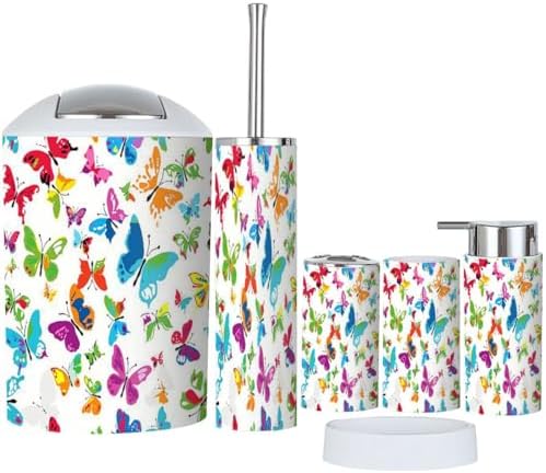 6 Piece Colorful Bathroom Accessory Set