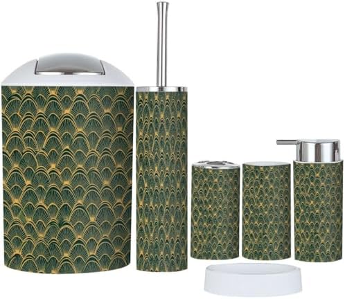 Boho Geometric Trash Can and Accessories Set 6 Piece