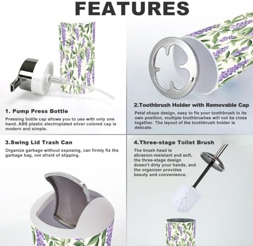 6 Piece Bathroom Accessory Set Purple Wisteria