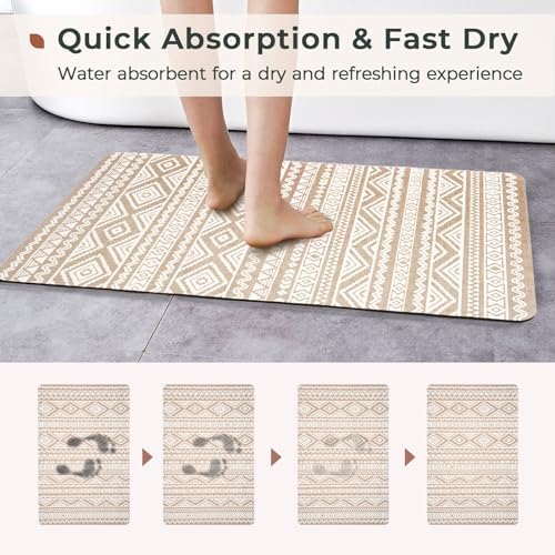 FRESHMINT Boho Bath Mat Non-Slip Quick Dry