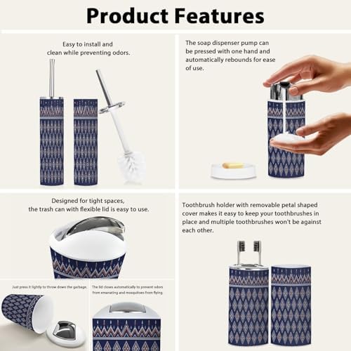 Boho Style 6-Piece Bathroom Accessory Set 1