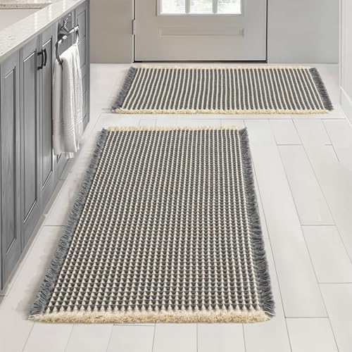 MIULLEE Waffle Bath Mats Set of 2 Extra Soft Non Slip