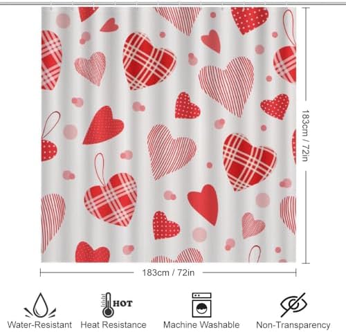 Kuizee Valentines Day Shower Curtain Set with 4 Rugs