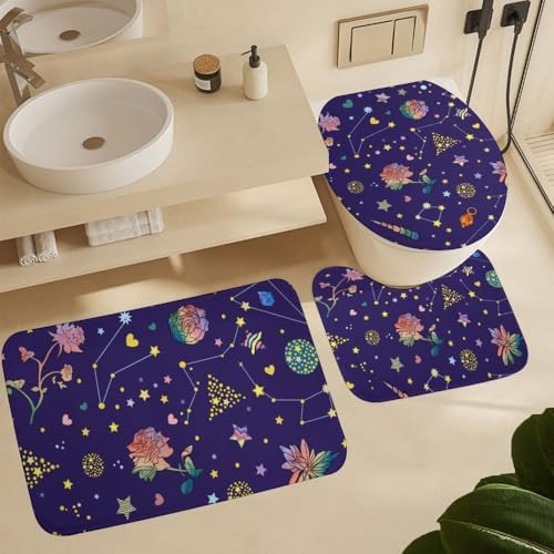 Kuizee 4-Piece Shower Curtain Set with Rugs and 12 Hooks 1
