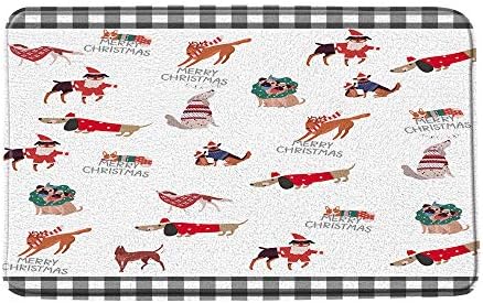 Christmas Dog Bath Mat with Xmas Wreath Pattern