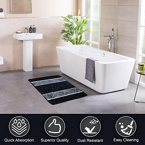 BH Home Linen 3 Pcs Geometric Shaggy Bath Rugs Set