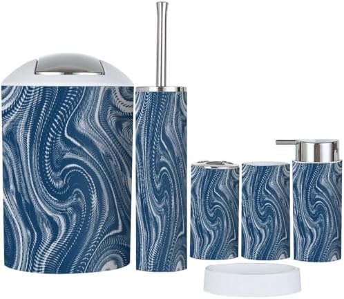 Navy Blue Bathroom Accessory Set 6 Piece